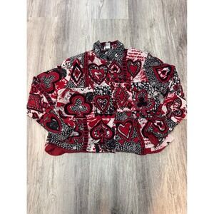 Sandy Starkman Patchwork Playing Cards Las Vegas Black Red White Women's XL